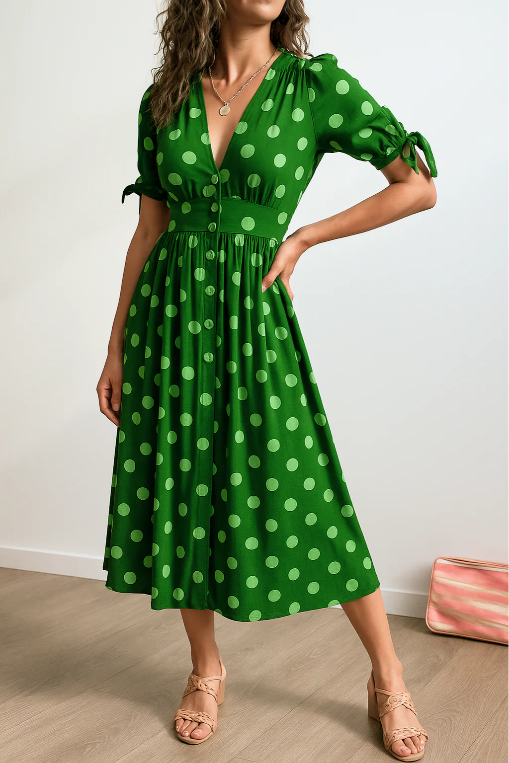 Brigitte™ | Elegantes Polka Dot Kleid mit V-Ausschnitt - Image 9