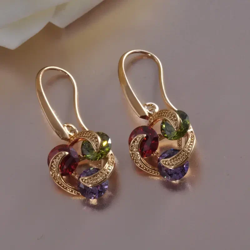 Bunte Zirkonia Gold Ohrringe