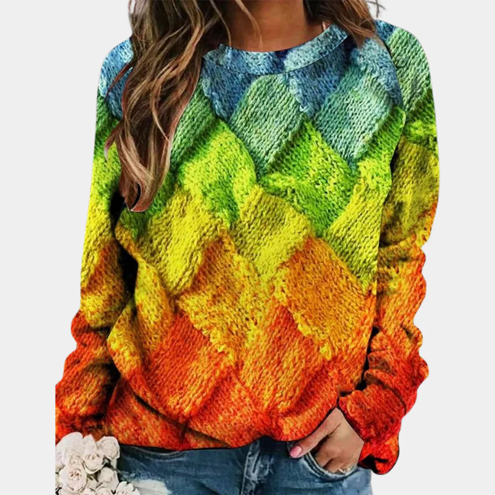 Bunter Strickpullover für Damen | Lässig