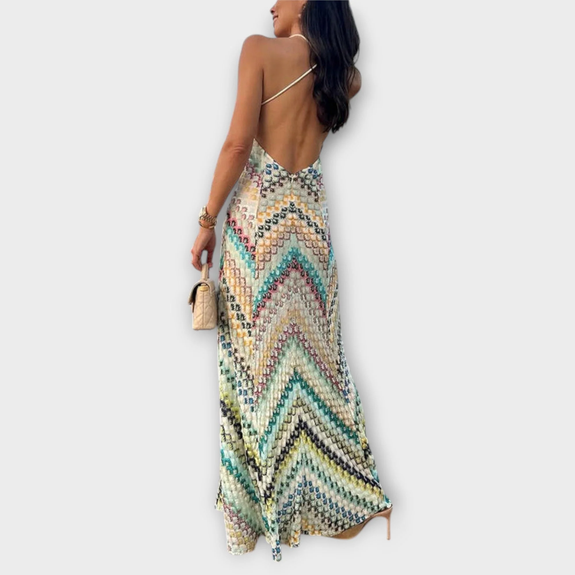 Brigitte | Damen Fischgrätmuster Maxikleid Strick – Strick Maxi Herringbone 2026 - Image 5