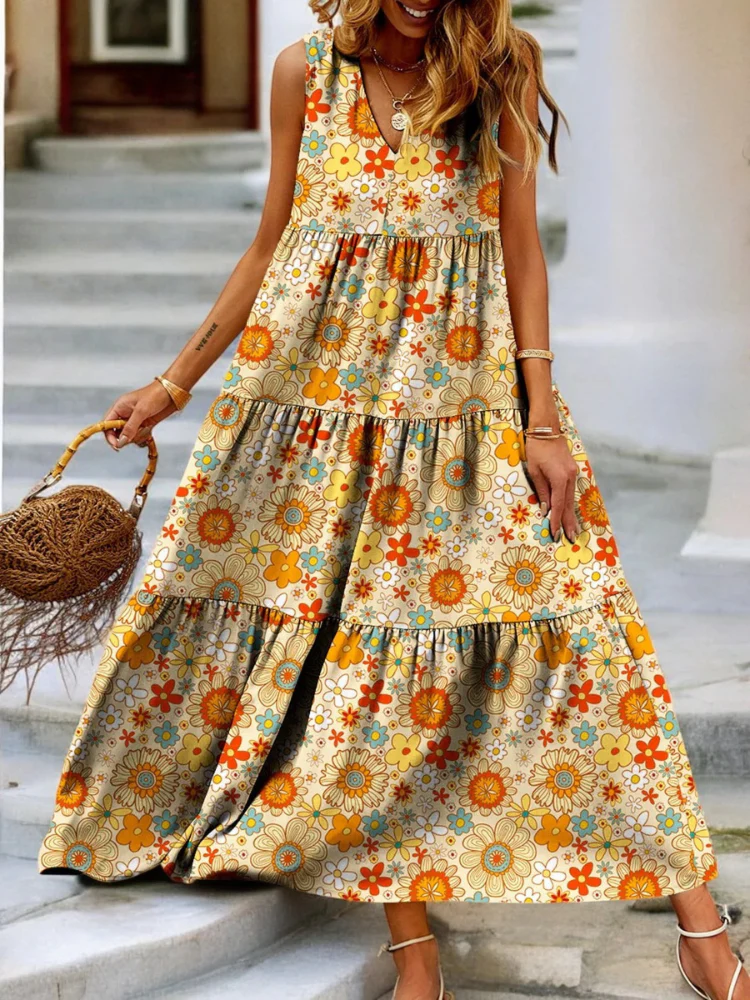 Buntes geblümtes Kleid für Damen | Maxi - Image 2