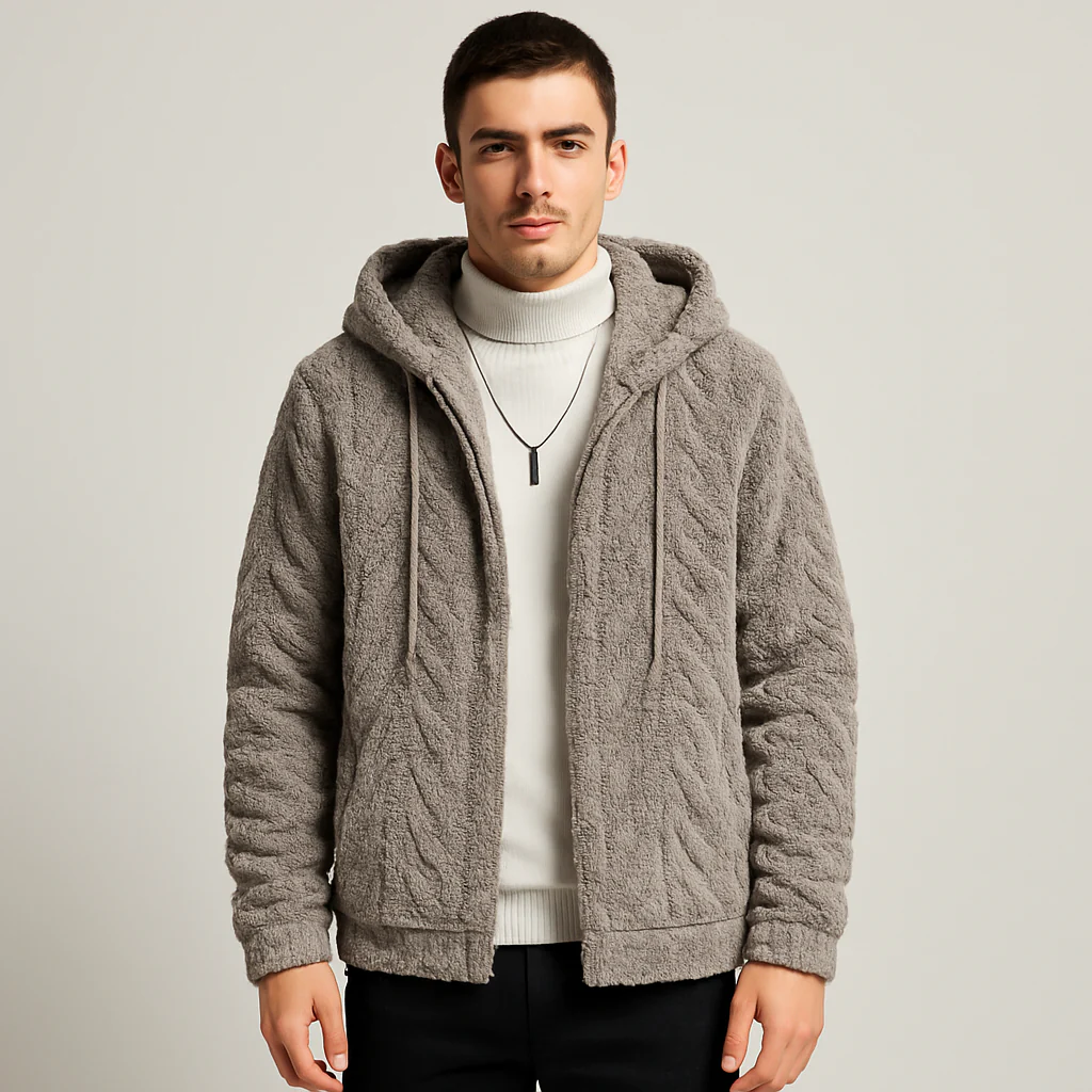Calum | Einfarbige Fleecejacke mit Kapuze für Herren - Image 2