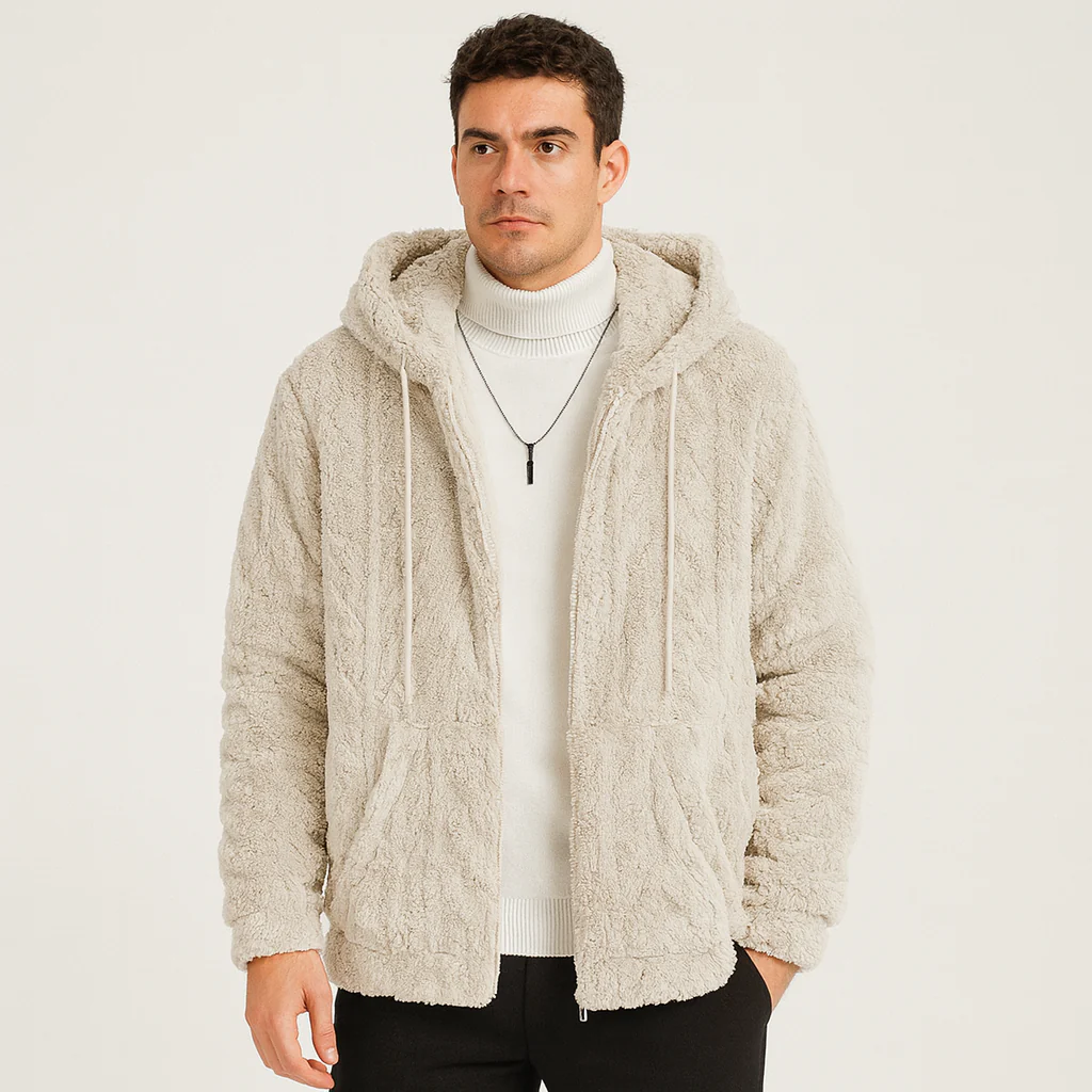 Calum | Einfarbige Fleecejacke mit Kapuze für Herren - Image 4