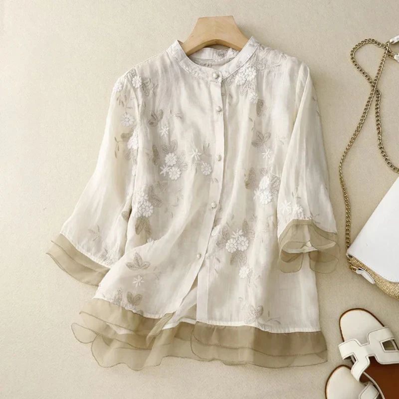 Camille | Elegante Bluse aus bestickter Baumwolle - Image 5