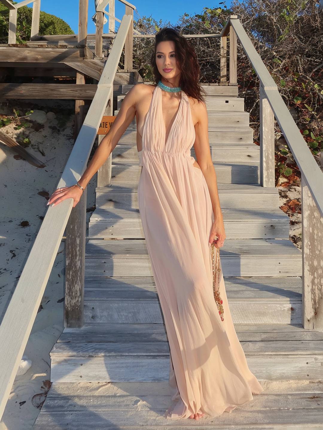 Camille | Langes Drapiertes Kleid mit Rückenfreiem Schnitt - Image 6