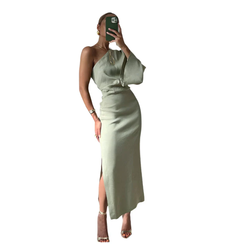 Camille Midi-Kleid mit einem Ärmel – Schickes asymmetrisches Kleid - Image 2