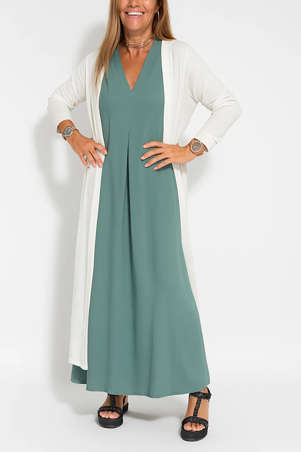 Carmela | Elegantes langes Kleid mit Strickjacke - Image 17