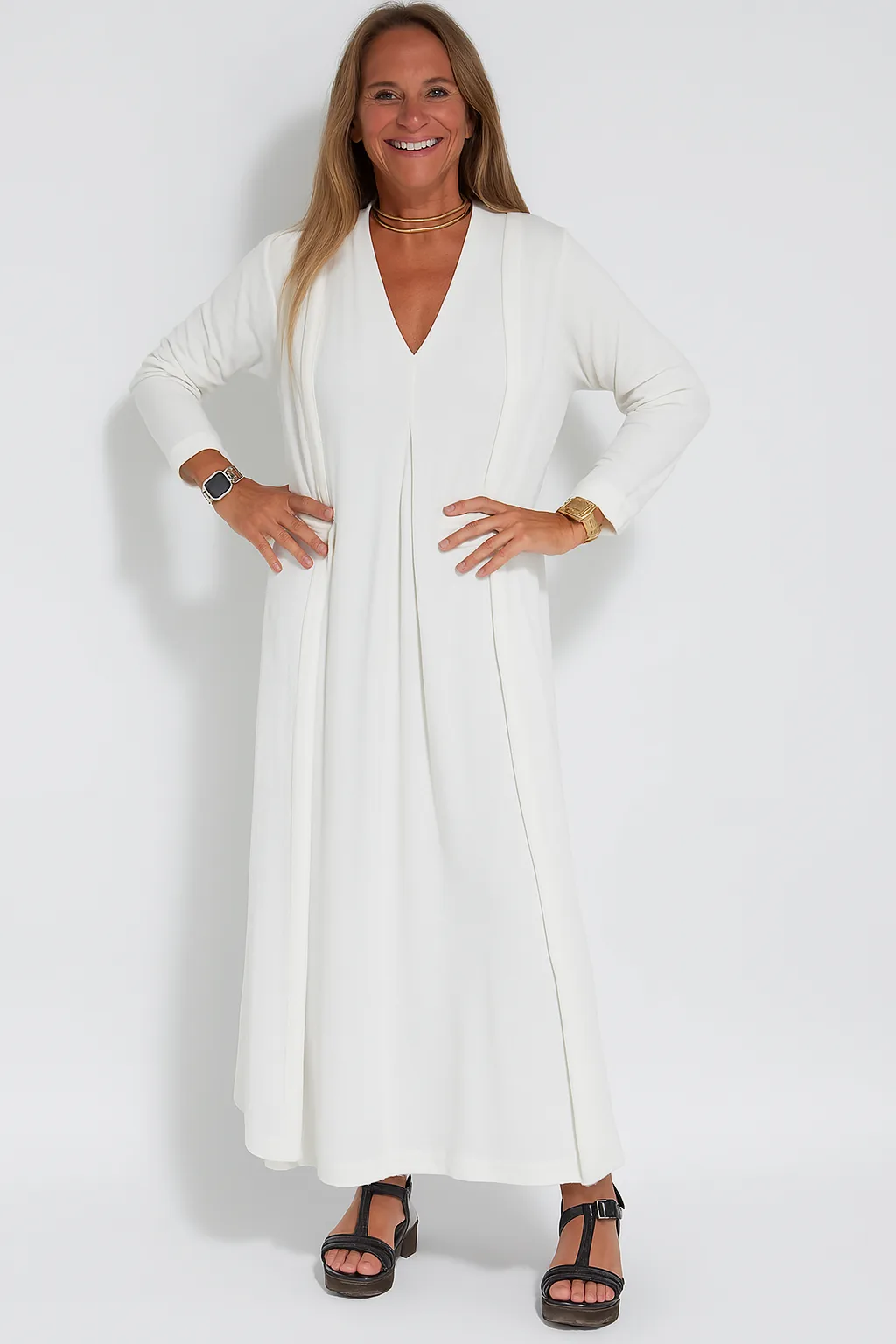 Carmela | Elegantes langes Kleid mit Strickjacke - Image 27
