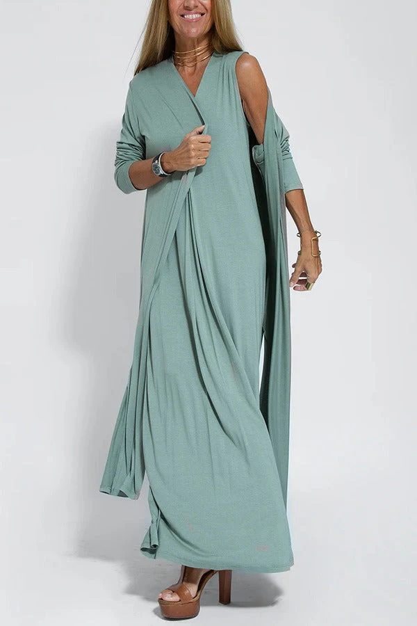 Carmela | Elegantes langes Kleid mit Strickjacke - Image 5