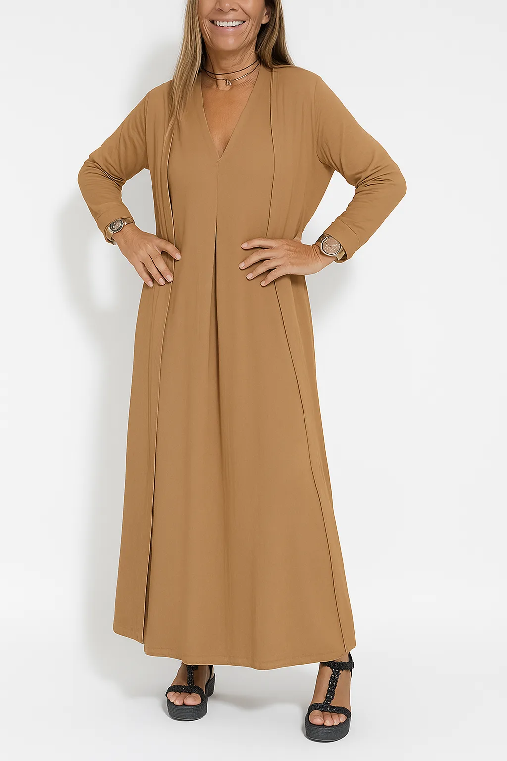 Carmela | Elegantes langes Kleid mit Strickjacke - Image 8