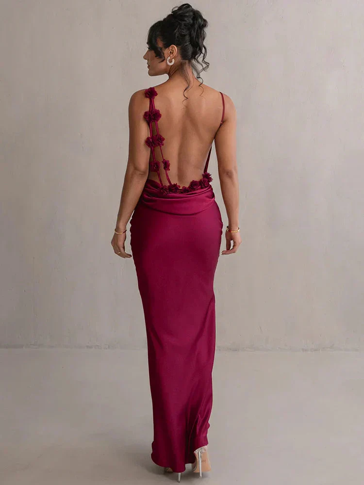 Cassiane - Satin Blumen Kleid - Image 10