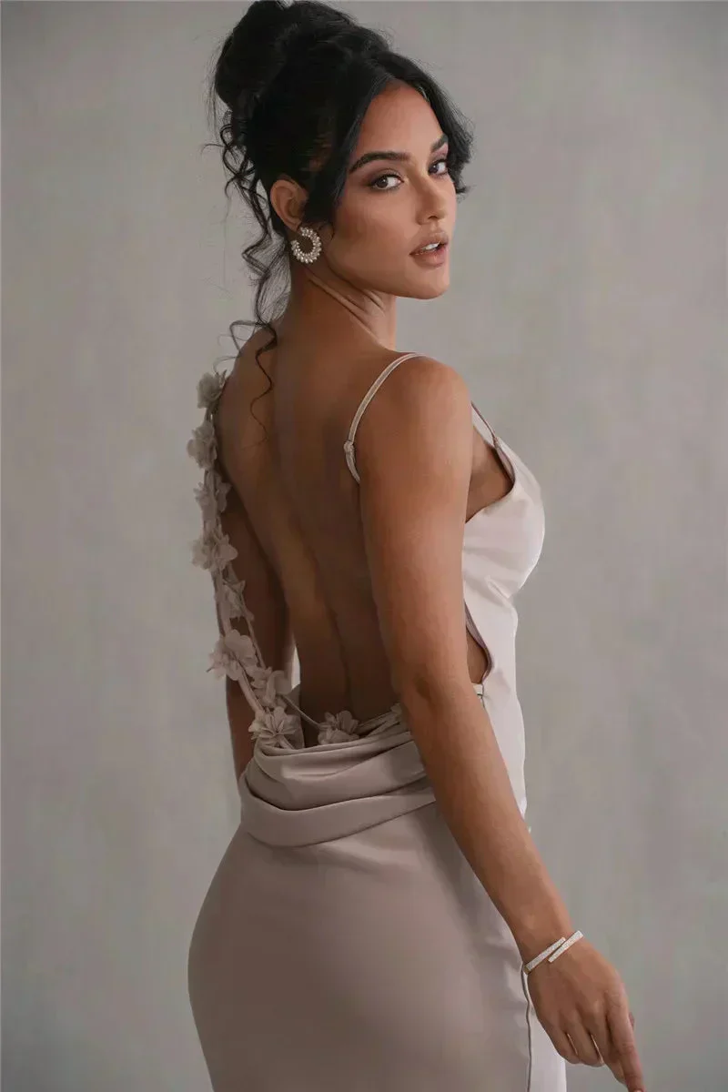 Cassiane - Satin Blumen Kleid - Image 2