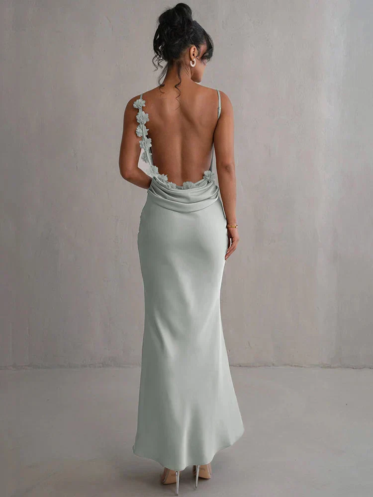 Cassiane - Satin Blumen Kleid - Image 8