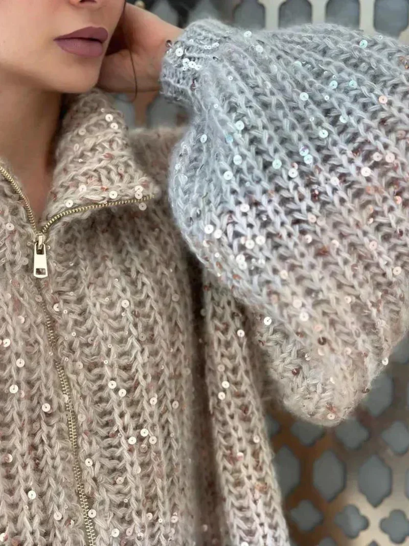 Cassidy | glitzernde seidenstrickjacke - Image 3