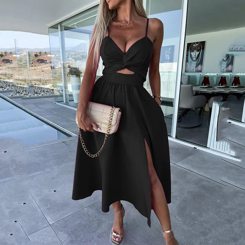Célestine - Spaghettiträgerkleid mit hohem Schlitz - Image 13