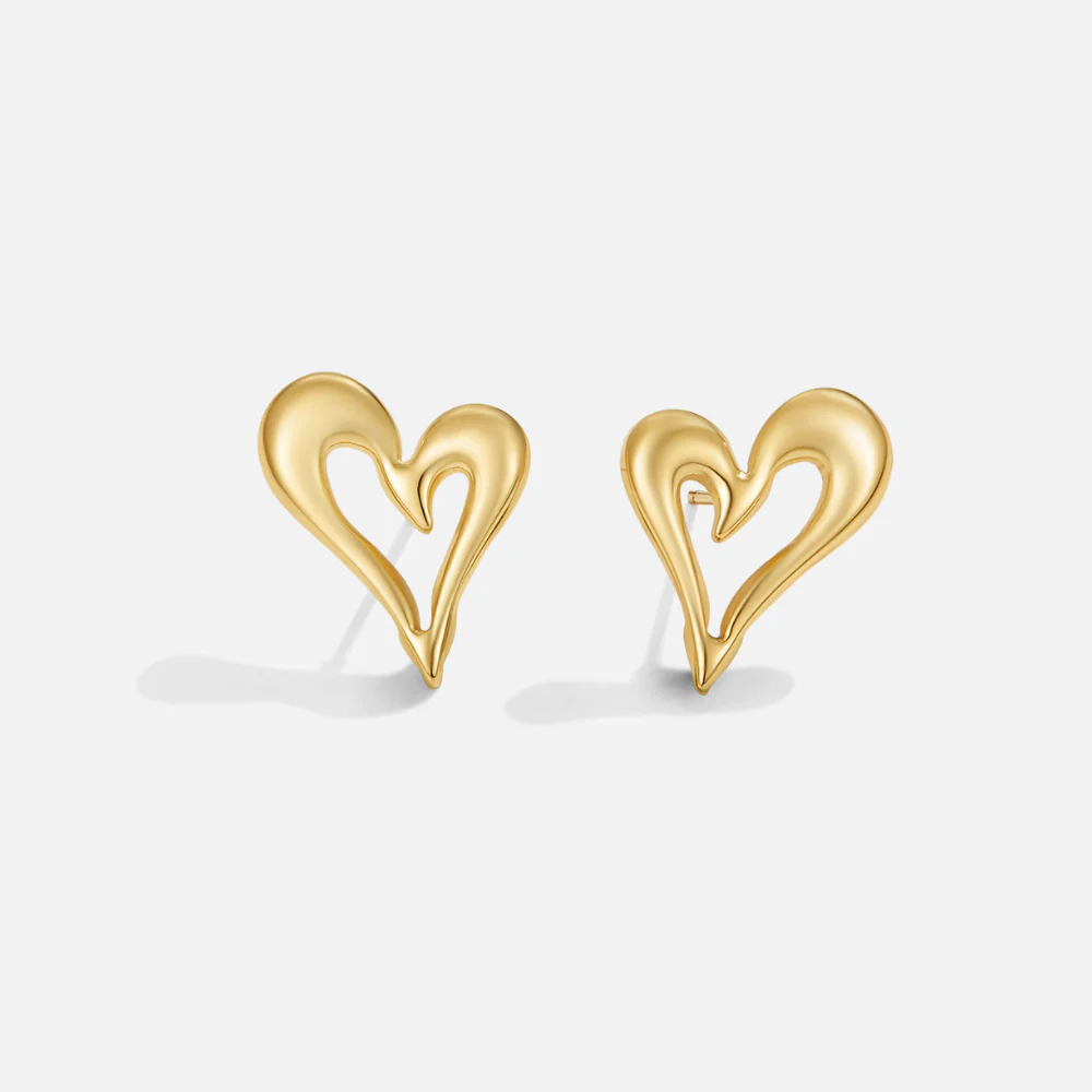 Celine Gold Herz Stecker Ohrringe