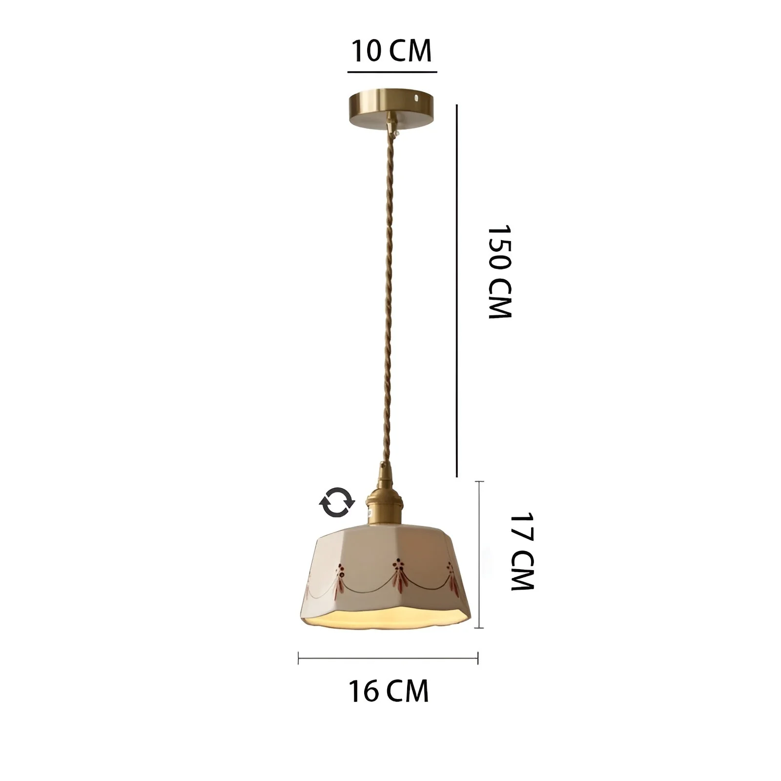 CeramiGlow – Elegante Pendellampe mit klassischem Muster aus Keramik