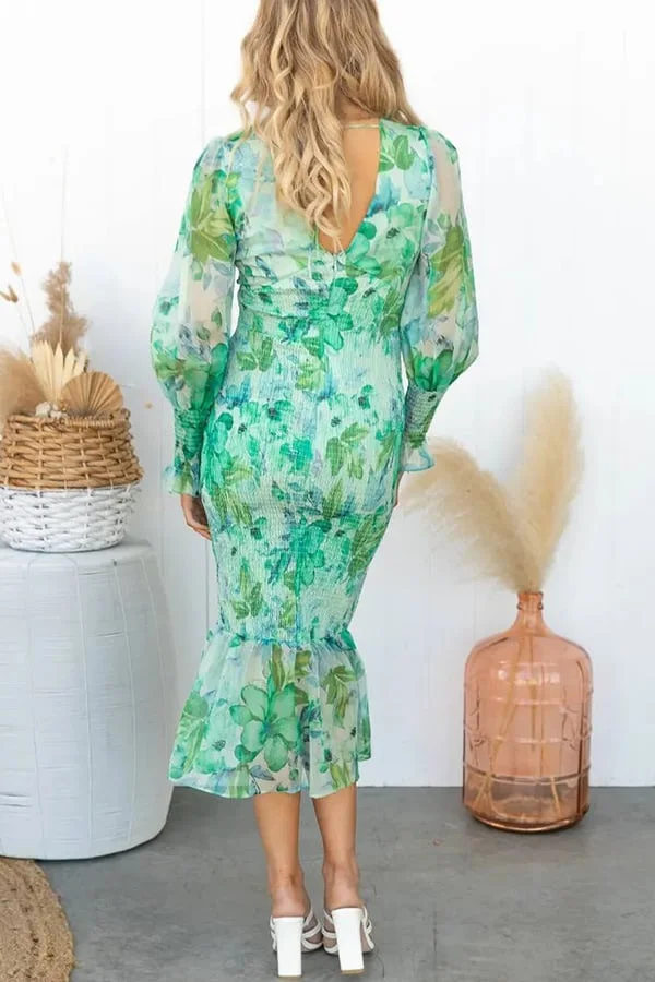 CEYDA - KLEID MIT PLISSIERTER TAILLE UND BLUMENPRINT