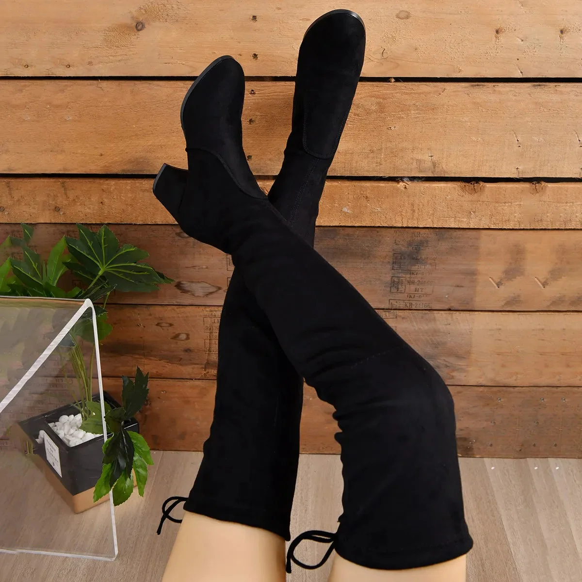 Christine | Elegante Overknee Stiefel mit Blockabsatz - Image 3