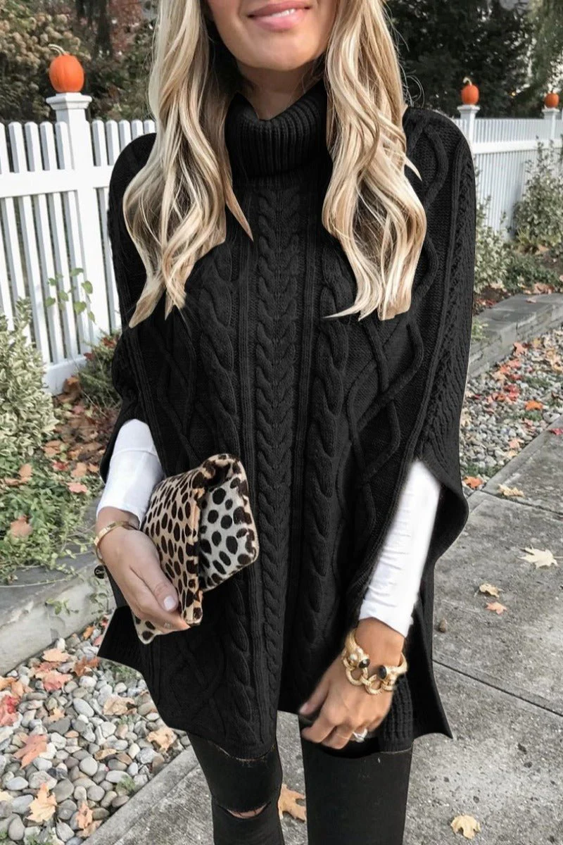 Colette Rollkragen-Poncho mit Zopfmuster - Image 2