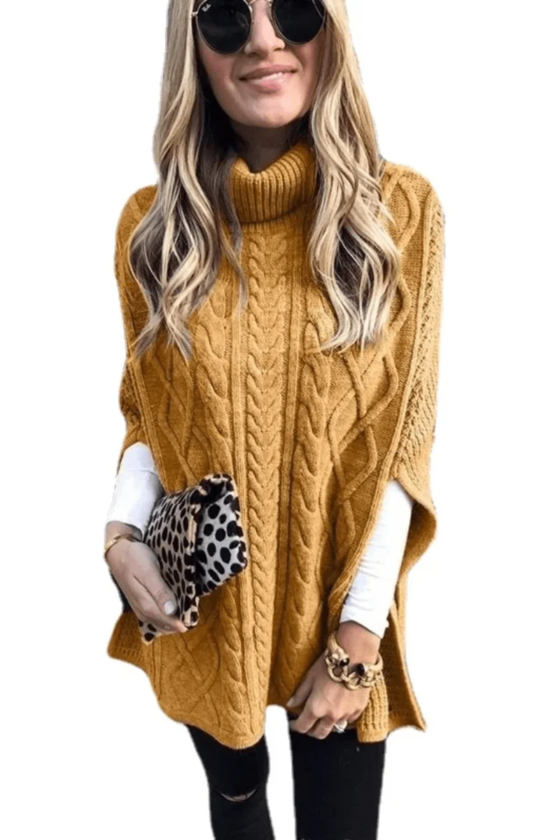 Colette Rollkragen-Poncho mit Zopfmuster - Image 4