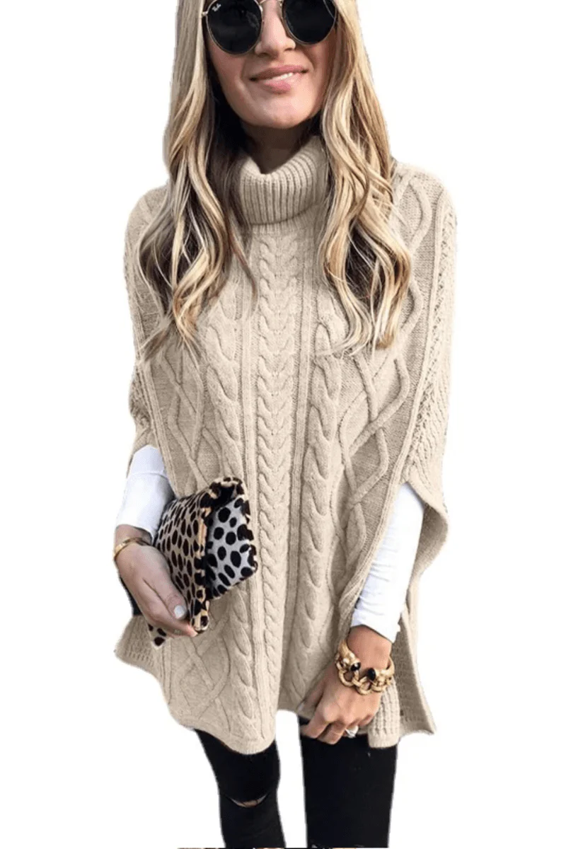 Colette Rollkragen-Poncho mit Zopfmuster - Image 5