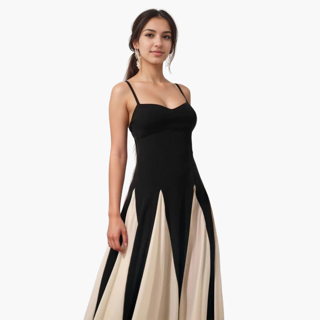 Colorblock Maxikleid für Damen – Elegant mit Herzausschnitt - Image 3