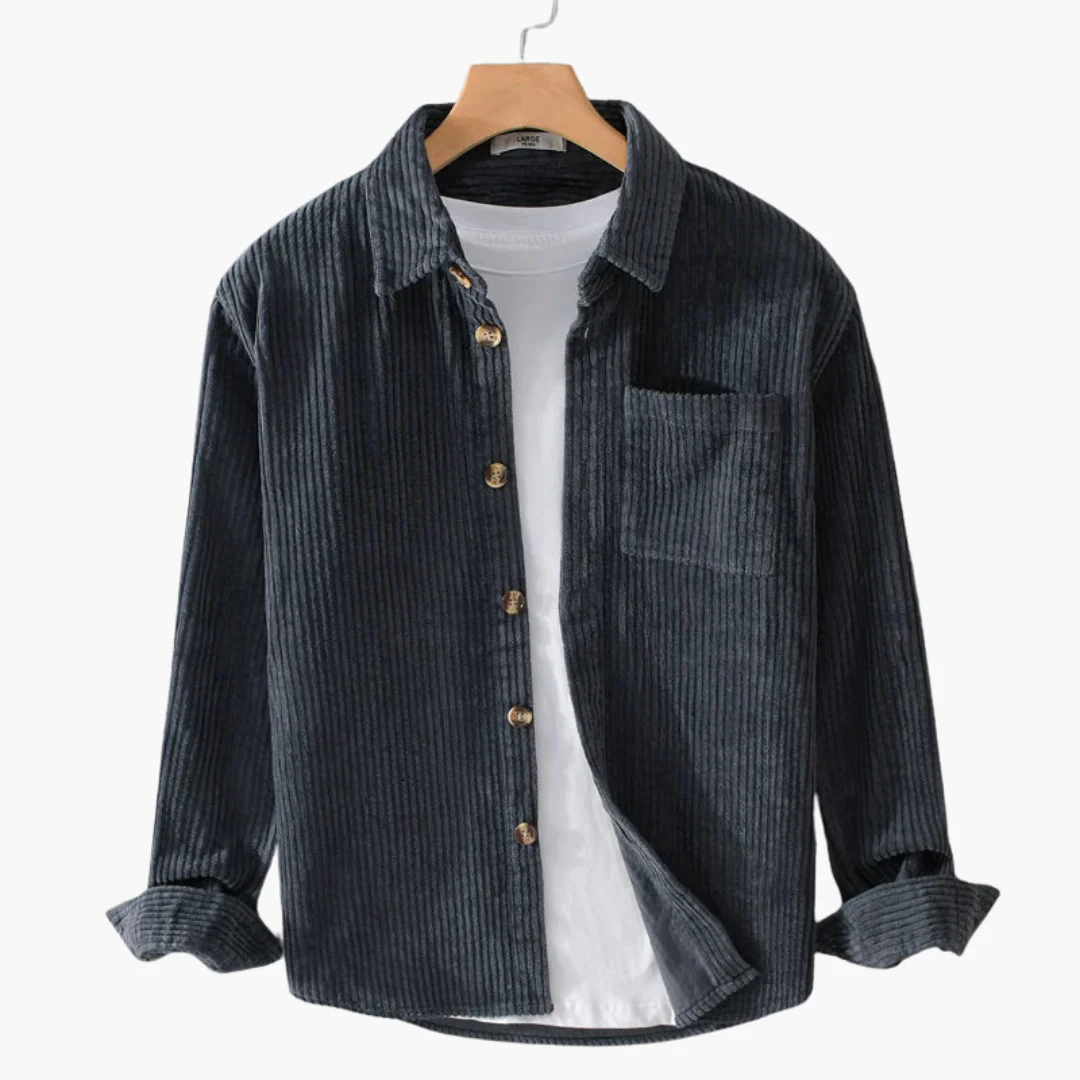 Cord-Overshirt für Herren - übergroße lange Ärmel und Knopfleiste