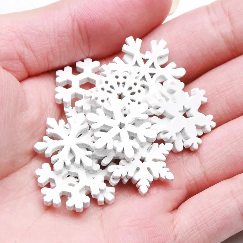CraftyWinter | Weiße Schneeflocken-Ornamente aus Holz für den Weihnachtsbaum - Image 2