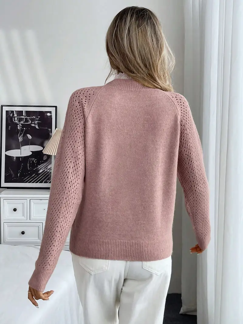 Crelace™ -  Snygg Stickad Tröja med Spets Och Rund Halsringning - Image 2