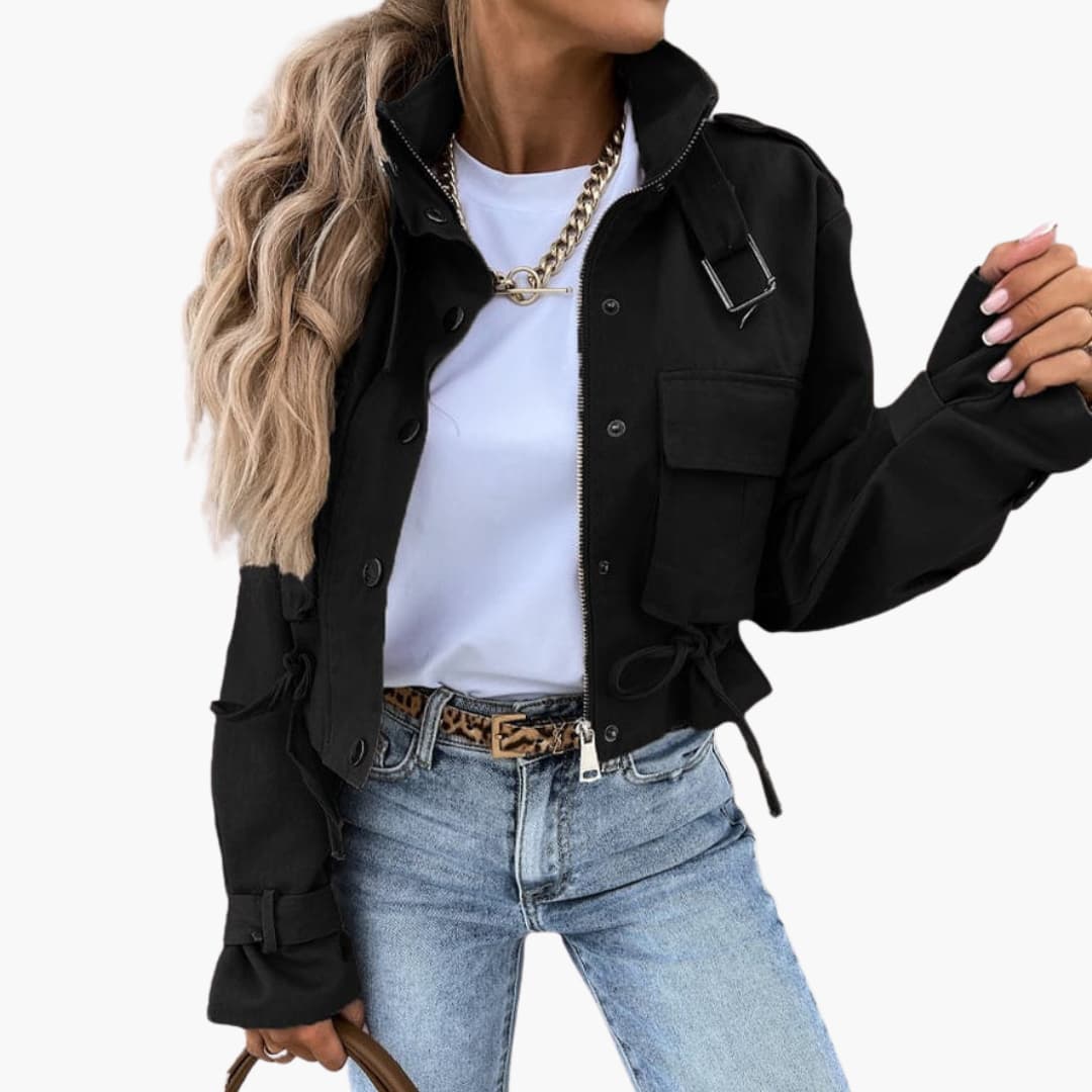Cropped Übergangsjacke mit Taschen für Damen - Image 2