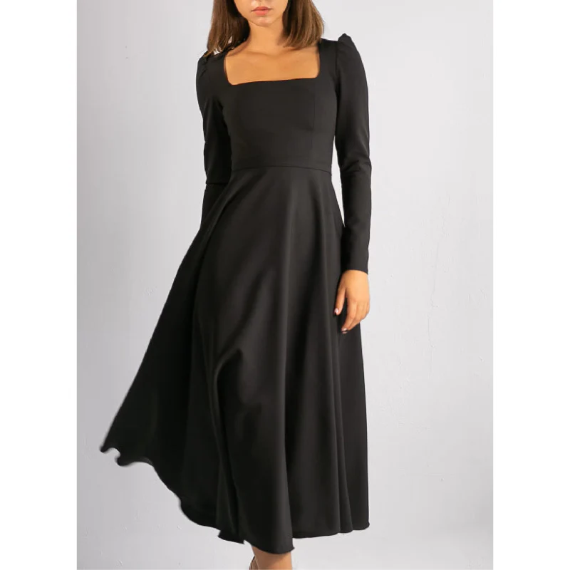 Damen A-Linie Hochzeitsgast Kleid Maxi Langarm - Image 3