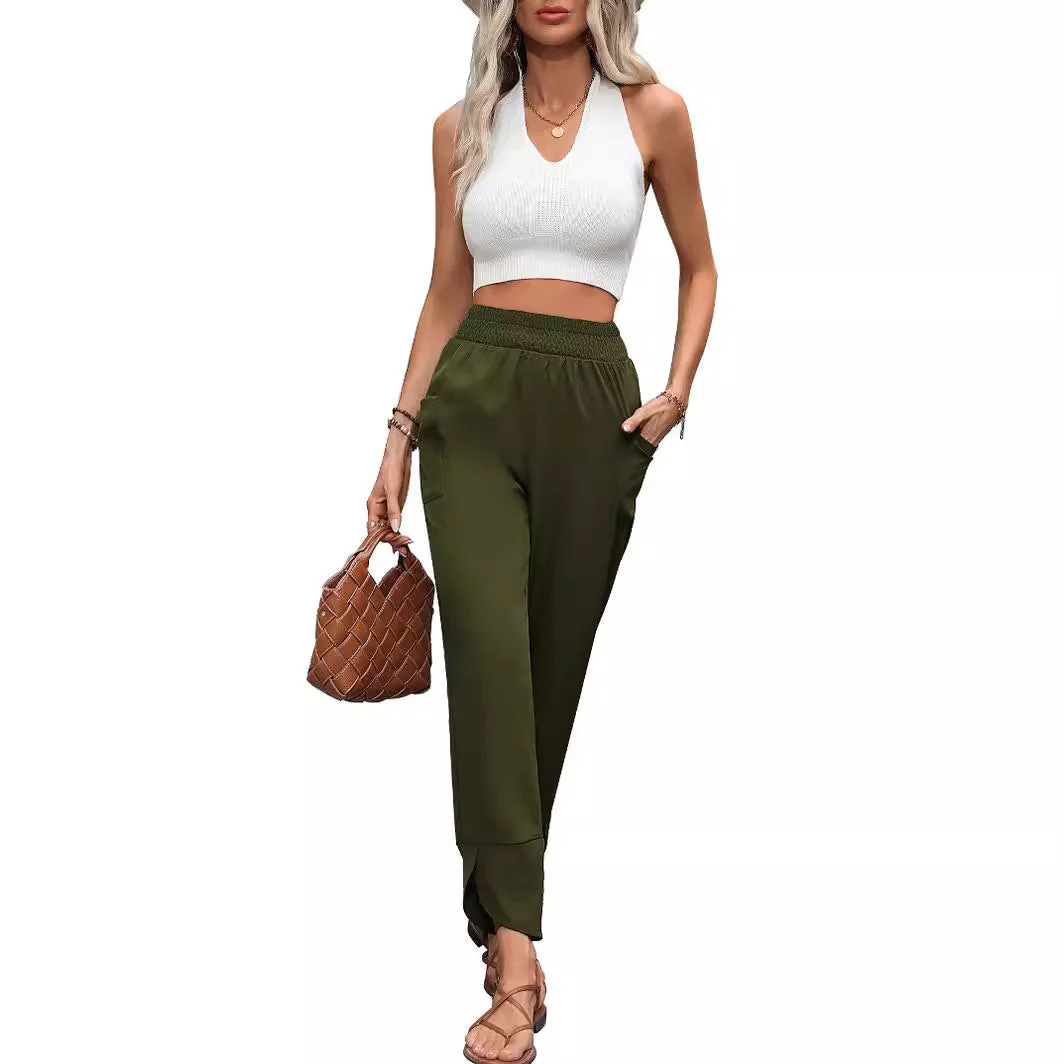 Damen Bequeme Freizeithose mit elastischem Taillenbund und praktischen Seitentaschen - Image 2