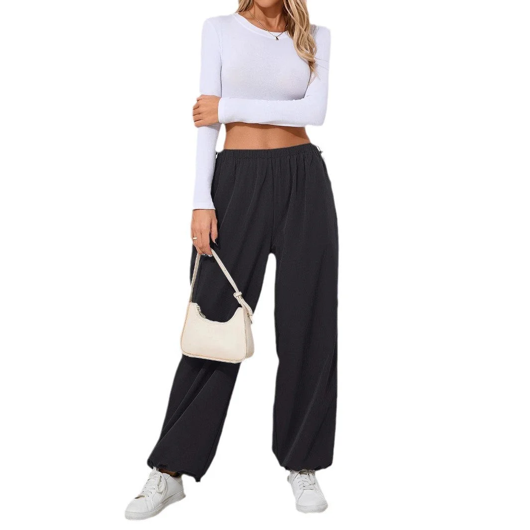 Damen Bequeme Freizeithose mit Tunnelzug und weitem Bein - Image 2