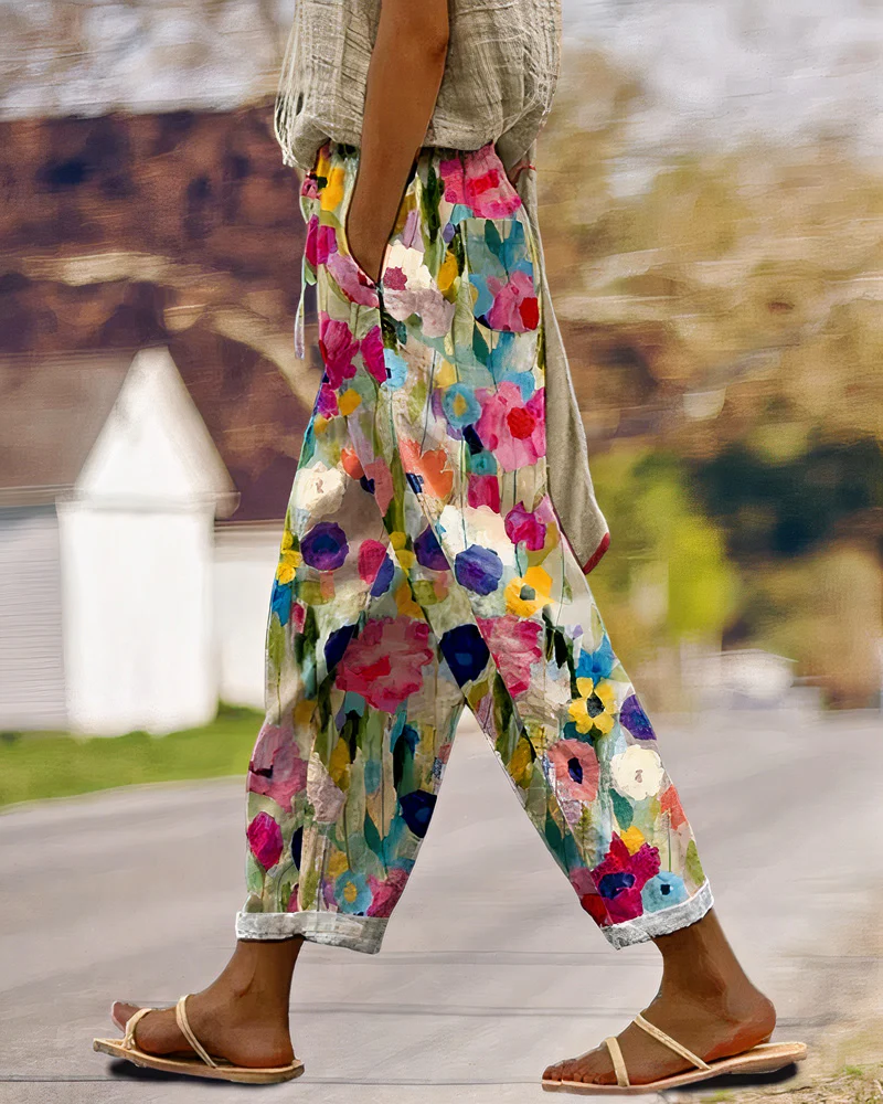 Damen bequeme Hose mit Blumenmuster | Sommer - Image 2