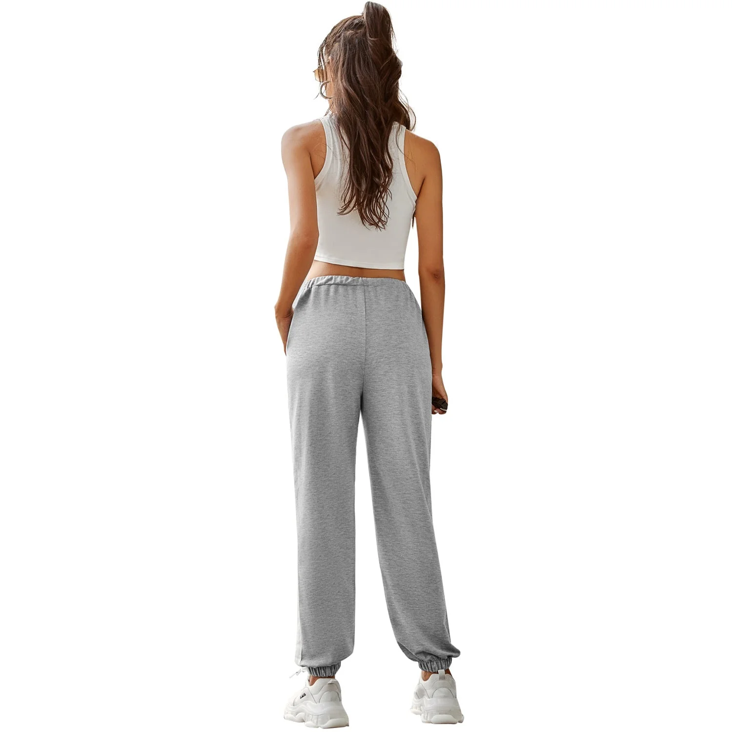 Damen bequeme Jogginghose mit seitlichen Streifen und elastischem Bund - Image 2