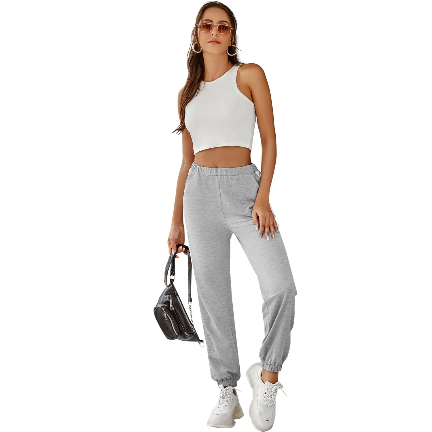 Damen bequeme Jogginghose mit seitlichen Streifen und elastischem Bund - Image 3