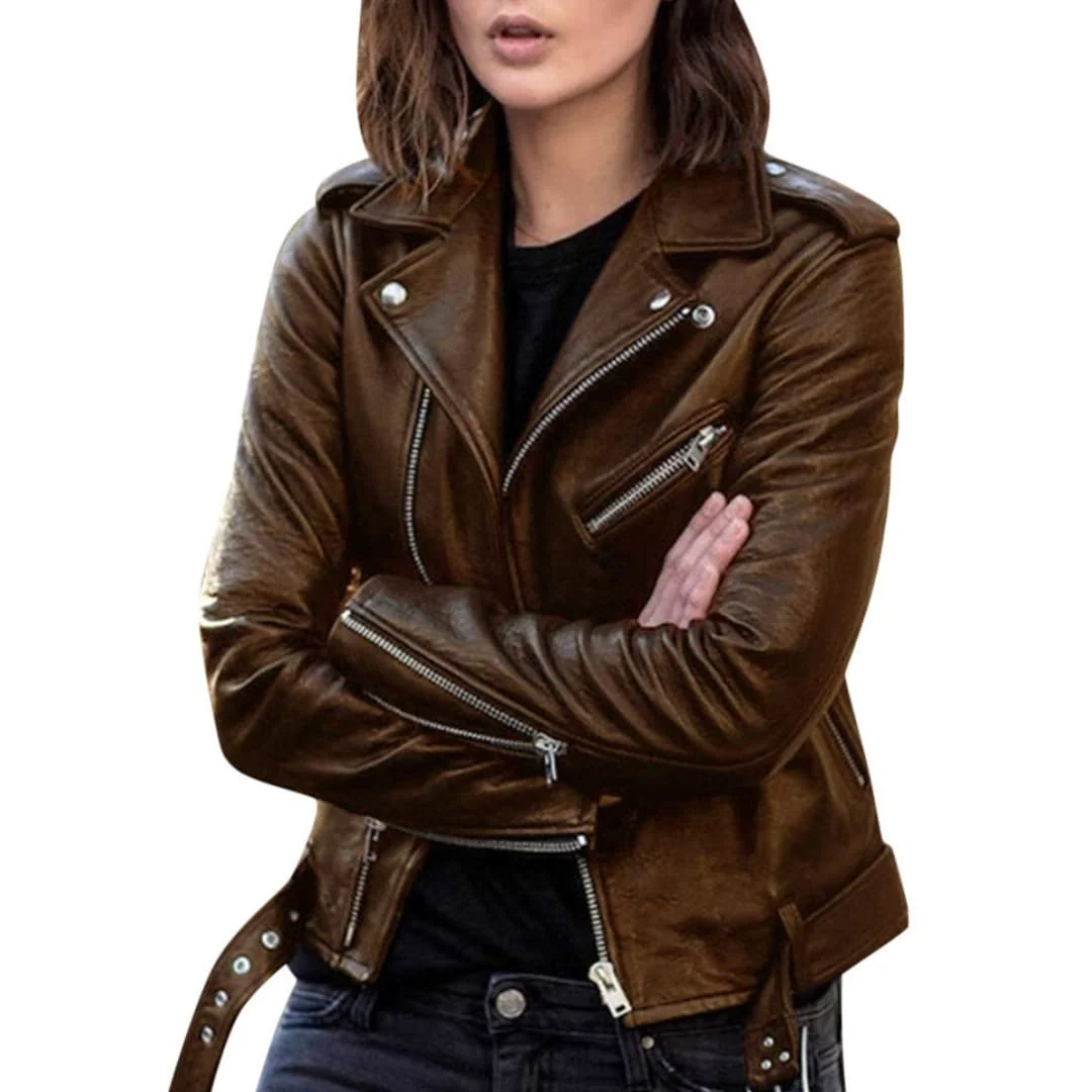 Damen Bikerjacke mit Reißverschluss - Image 4
