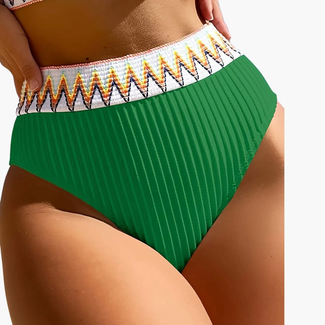 Damen-Bikini-Set mit geripptem Top und Bikinihose mit hoher Taille - Image 6