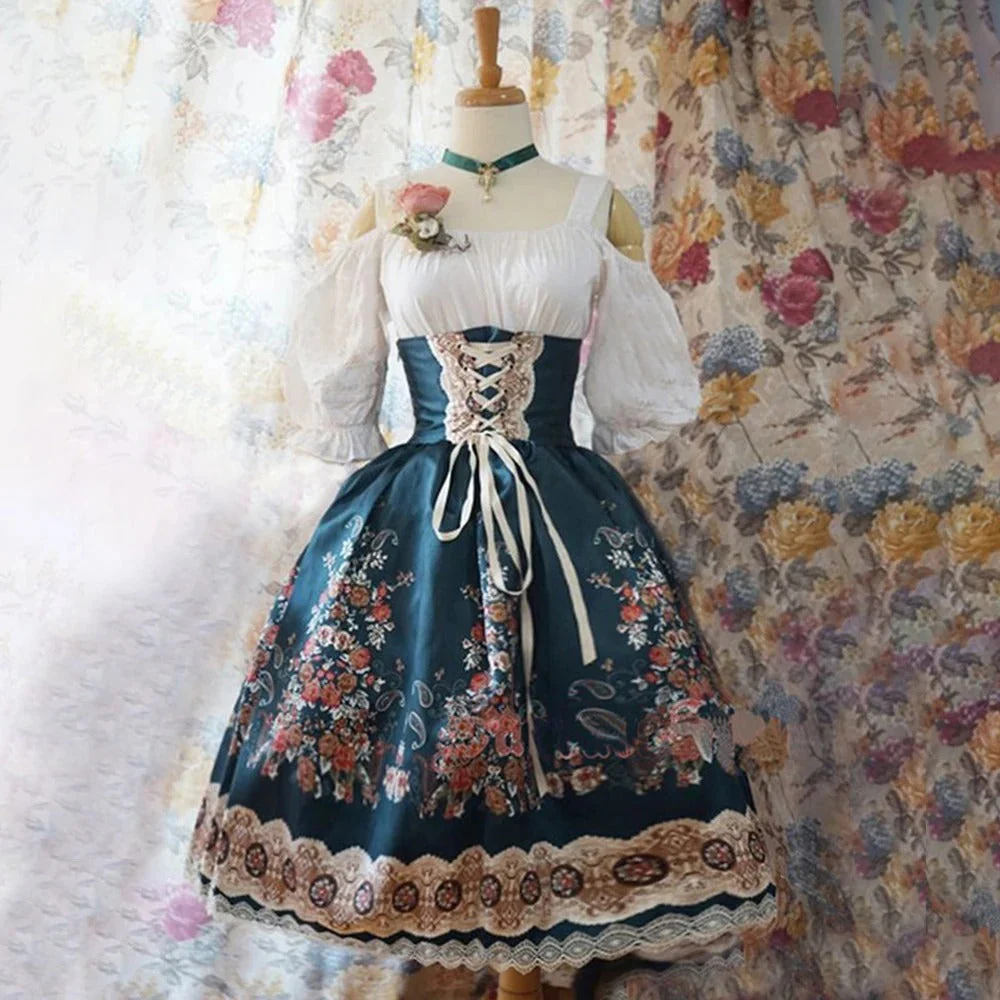 Damen Blumen Oktoberfest Dirndl Kleid - Image 4