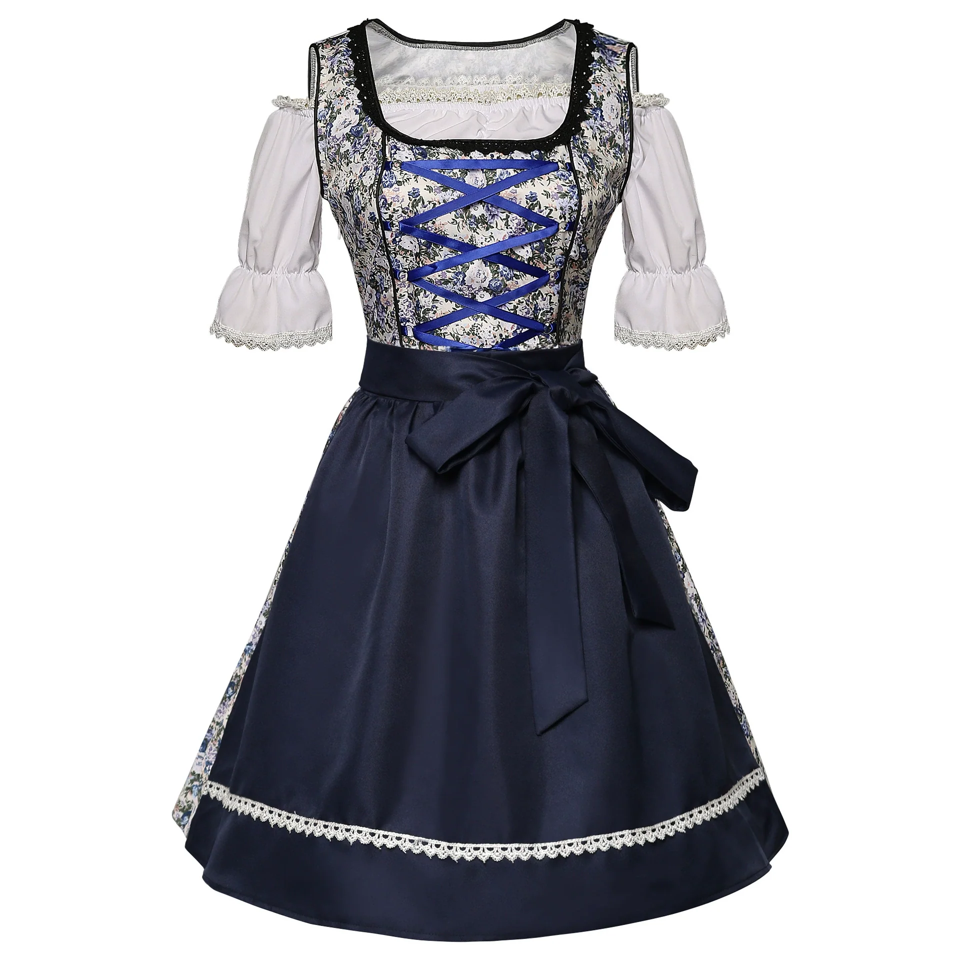 Damen Blumenmuster Oktoberfest Dirndl Kleid - Image 2