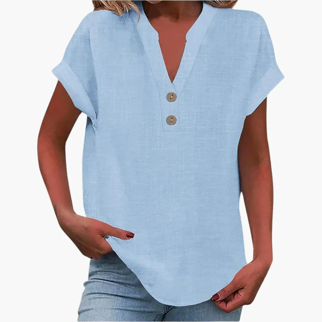 Damen Bluse mit V-Ausschnitt und kurzen Ärmeln - Image 4