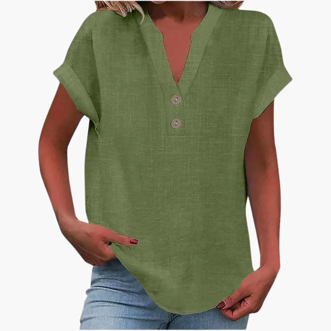 Damen Bluse mit V-Ausschnitt und kurzen Ärmeln - Image 8