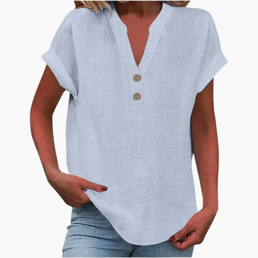 Damen Bluse mit V-Ausschnitt und kurzen Ärmeln für Frühling - Image 12