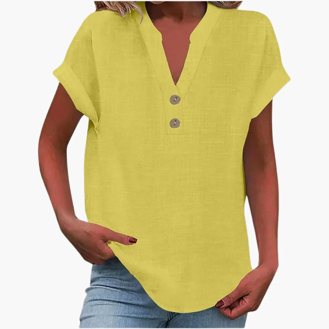 Damen Bluse mit V-Ausschnitt und kurzen Ärmeln für Frühling - Image 3