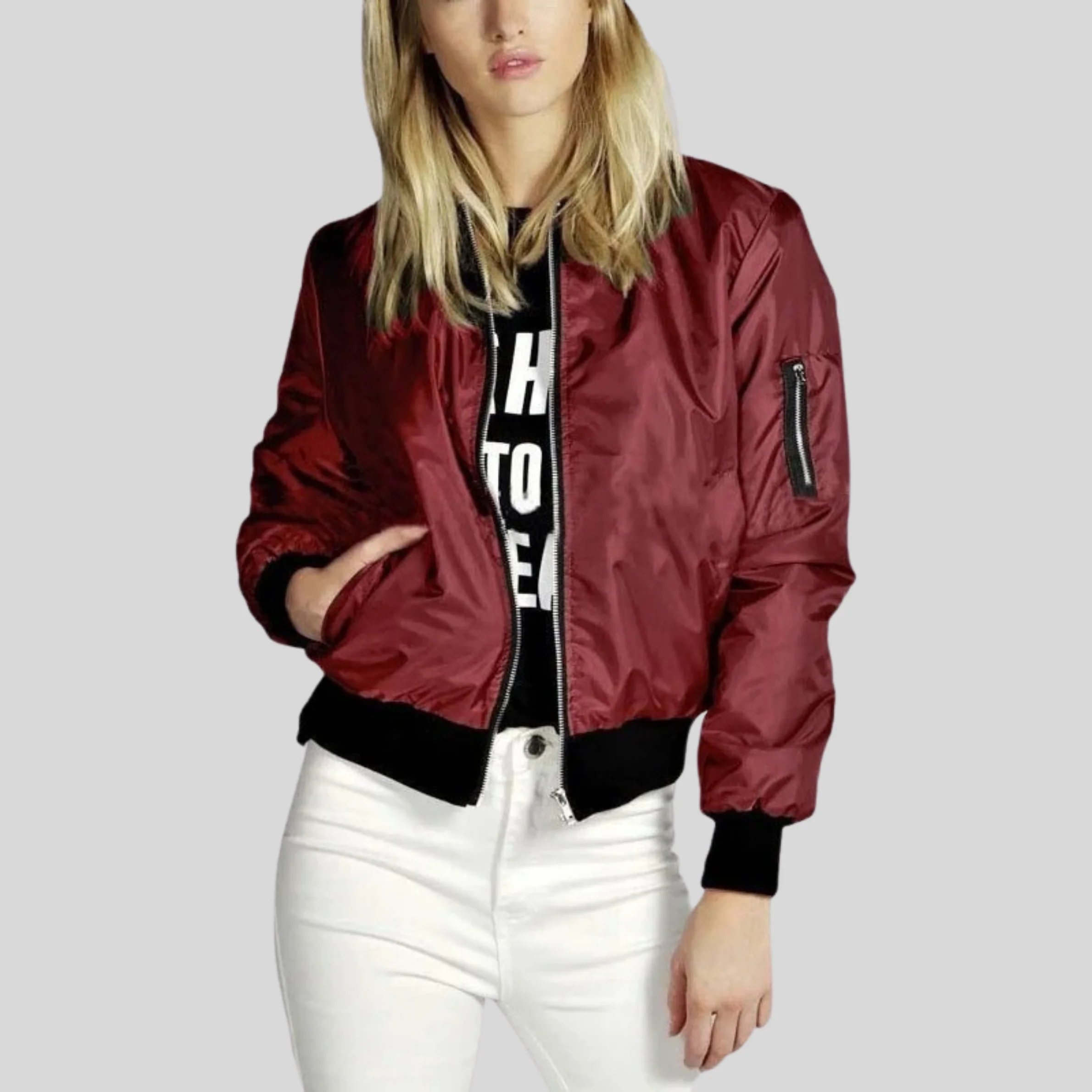 Damen Bomber-Übergangsjacke | Langarm