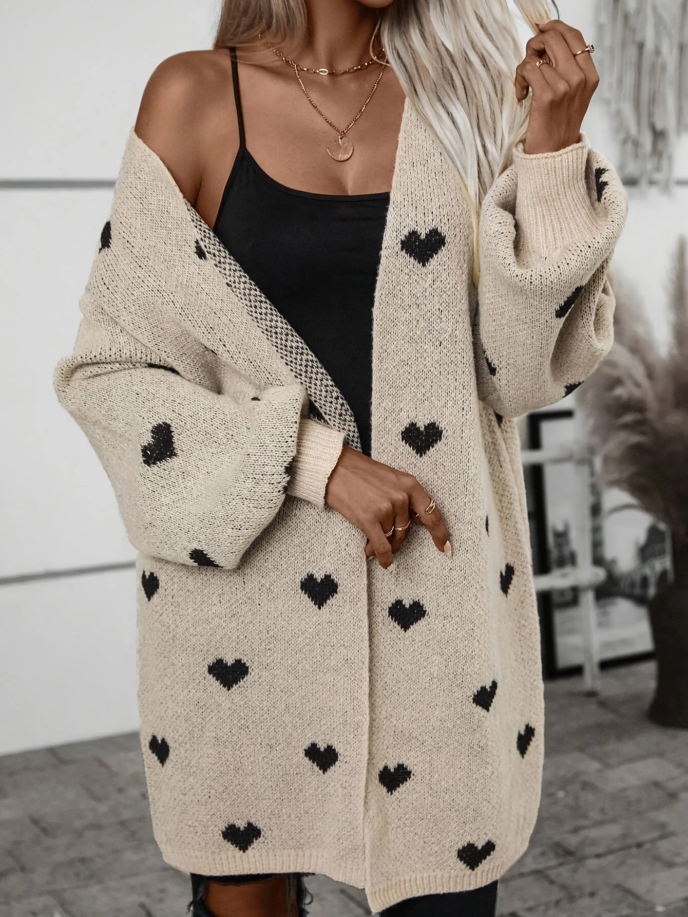 Damen Cardigan mit Herzmuster | Langarm - Image 3