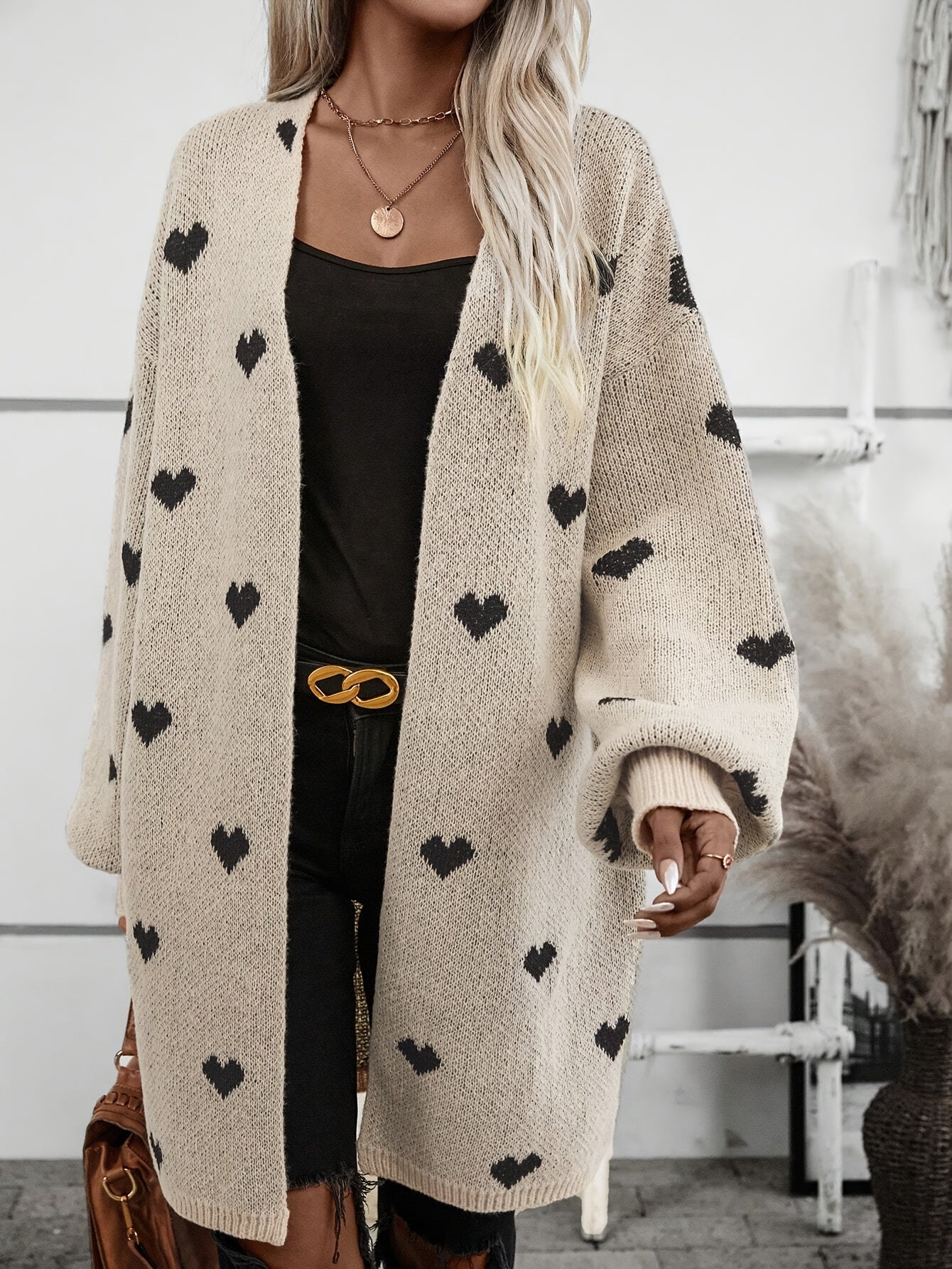 Damen Cardigan mit Herzmuster | Langarm - Image 4