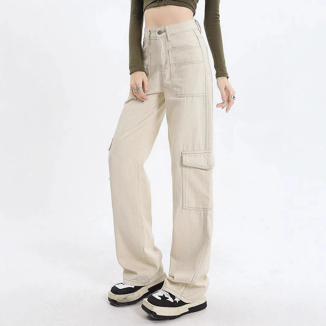 Damen Cargo-Jeans mit hoher Taille und praktischen Taschen - Image 2