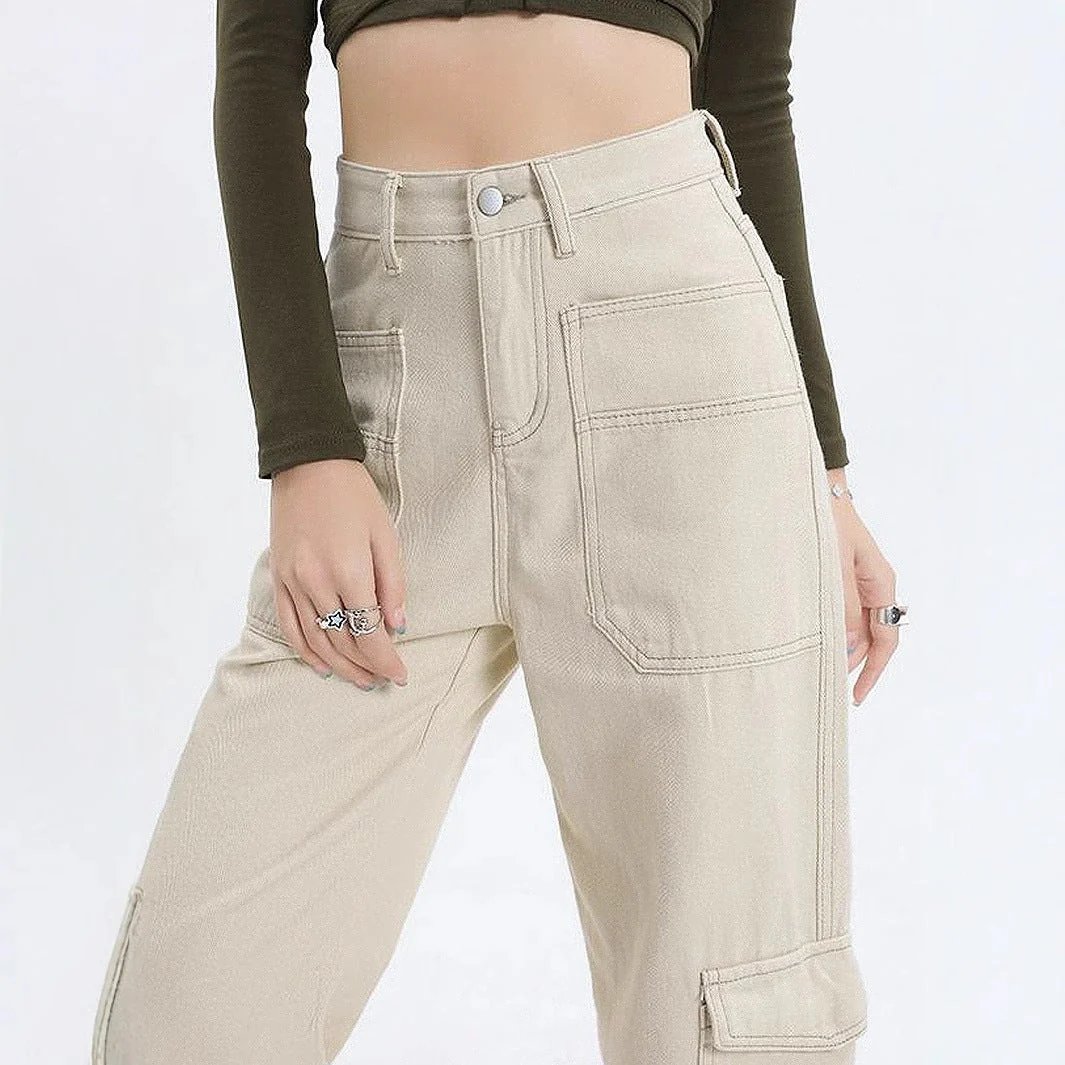 Damen Cargo-Jeans mit hoher Taille und praktischen Taschen - Image 3